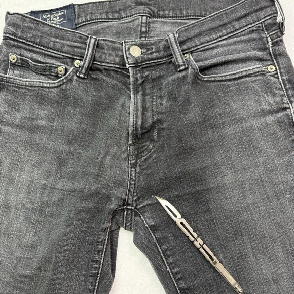 Abercrombie & Fitch Jeans Men 31x30 Black Langdon Skinny Jeans Used With Spots - Picture 15 of 16